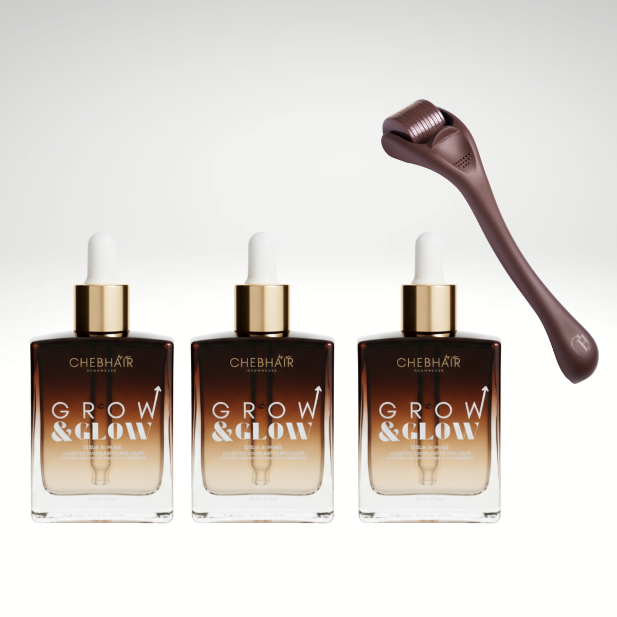 Pack " Résultats Garantis" 3 Serum Grow & Glow 50 ml + 1 Dermaroller en Titane