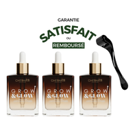 Pack " Résultats Garantis" 3 Serum Grow & Glow 50 ml + 1 Dermaroller en Titane Offert (Garantie Satisfait ou remboursé)