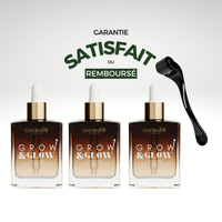 Pack " Résultats Garantis" 3 Serum Grow & Glow 50 ml + 1 Dermaroller en Titane Offert (Garantie Satisfait ou remboursé)